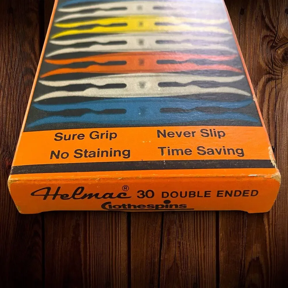 NIB NOS Vtg. Mid Century Plastic Double Ended Clothespins 30 Pack Retro Prop USA